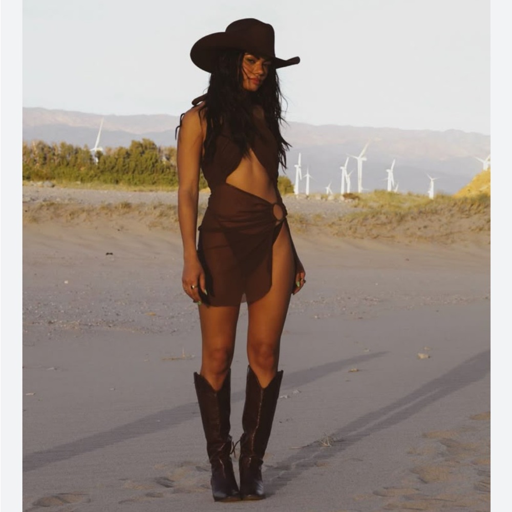 Brown Wrap Skirt with Ring Detail Coachella festival